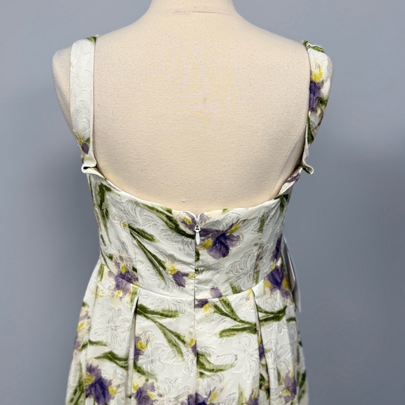 NWT Azazie Atelier Alexie Tulip Print Maxi Dress 12 White Iris Floral Dance Prom - Picture 10 of 16